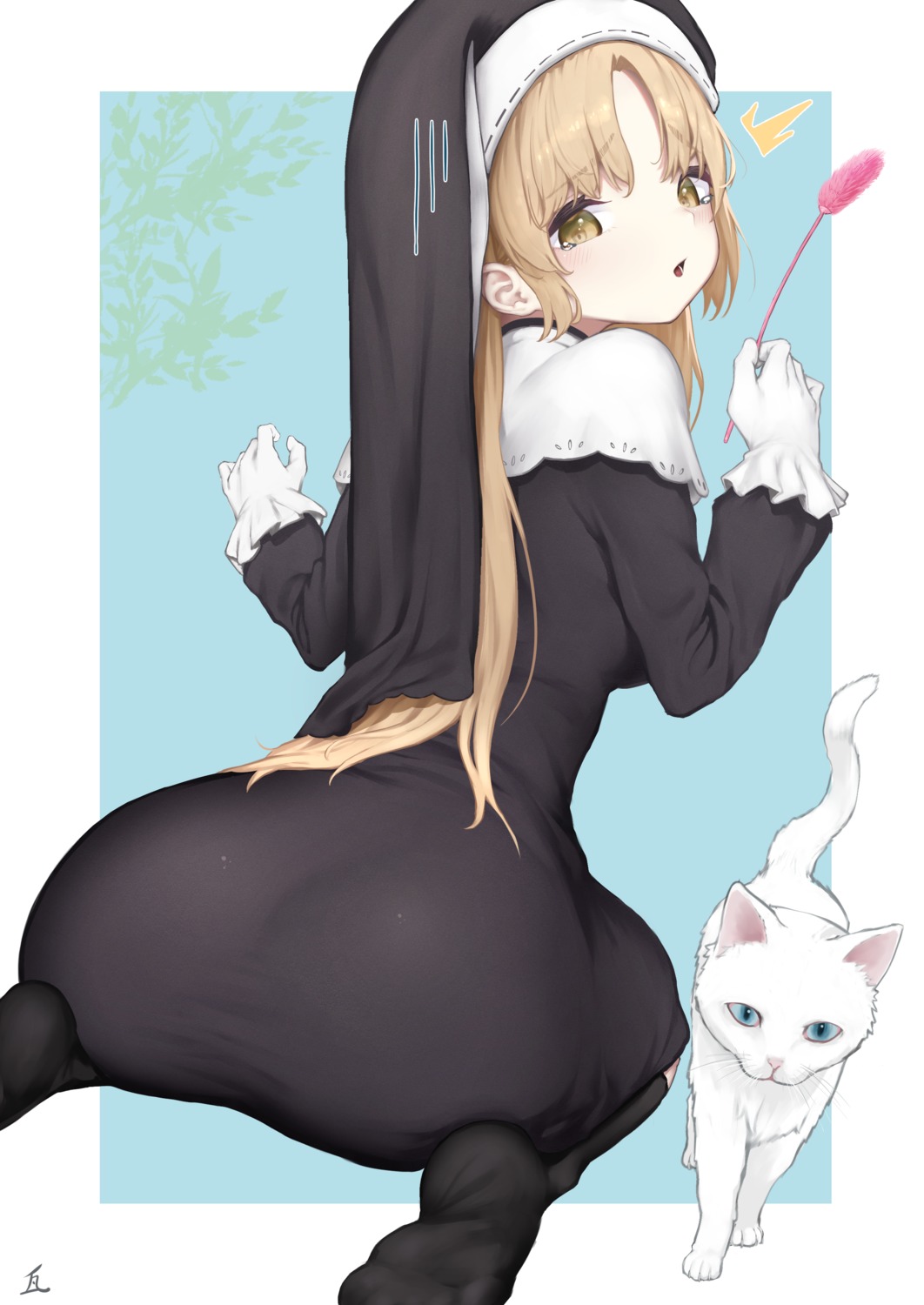 ass kawaraya_koh neko nijisanji nijisanji_seeds nun sister_cleaire