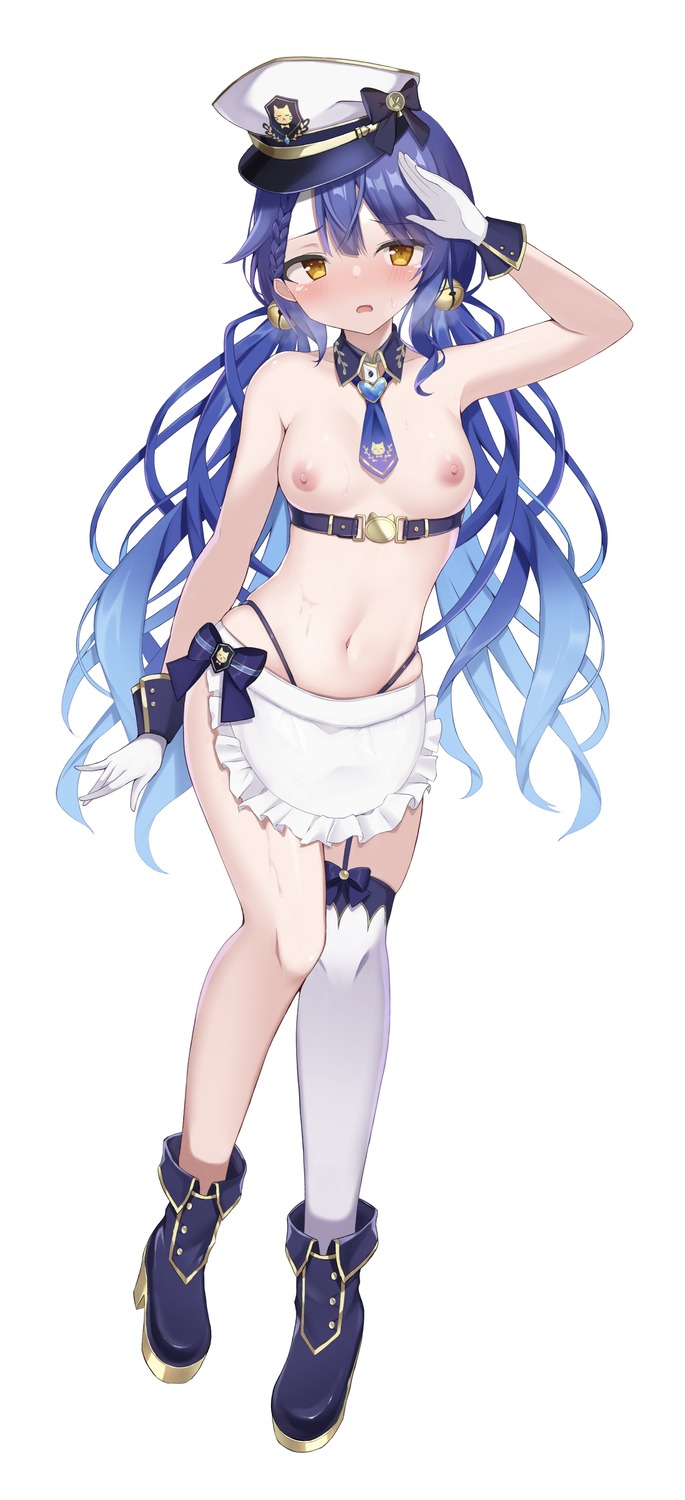 amamiya_kokoro growing_naru nijisanji nipples stockings thighhighs