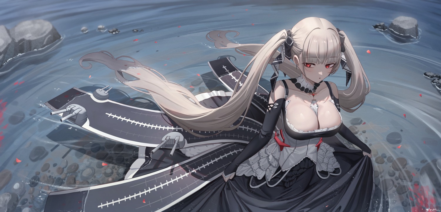 azur_lane formidable_(azur_lane) gothic_lolita jeze lolita_fashion no_bra skirt_lift