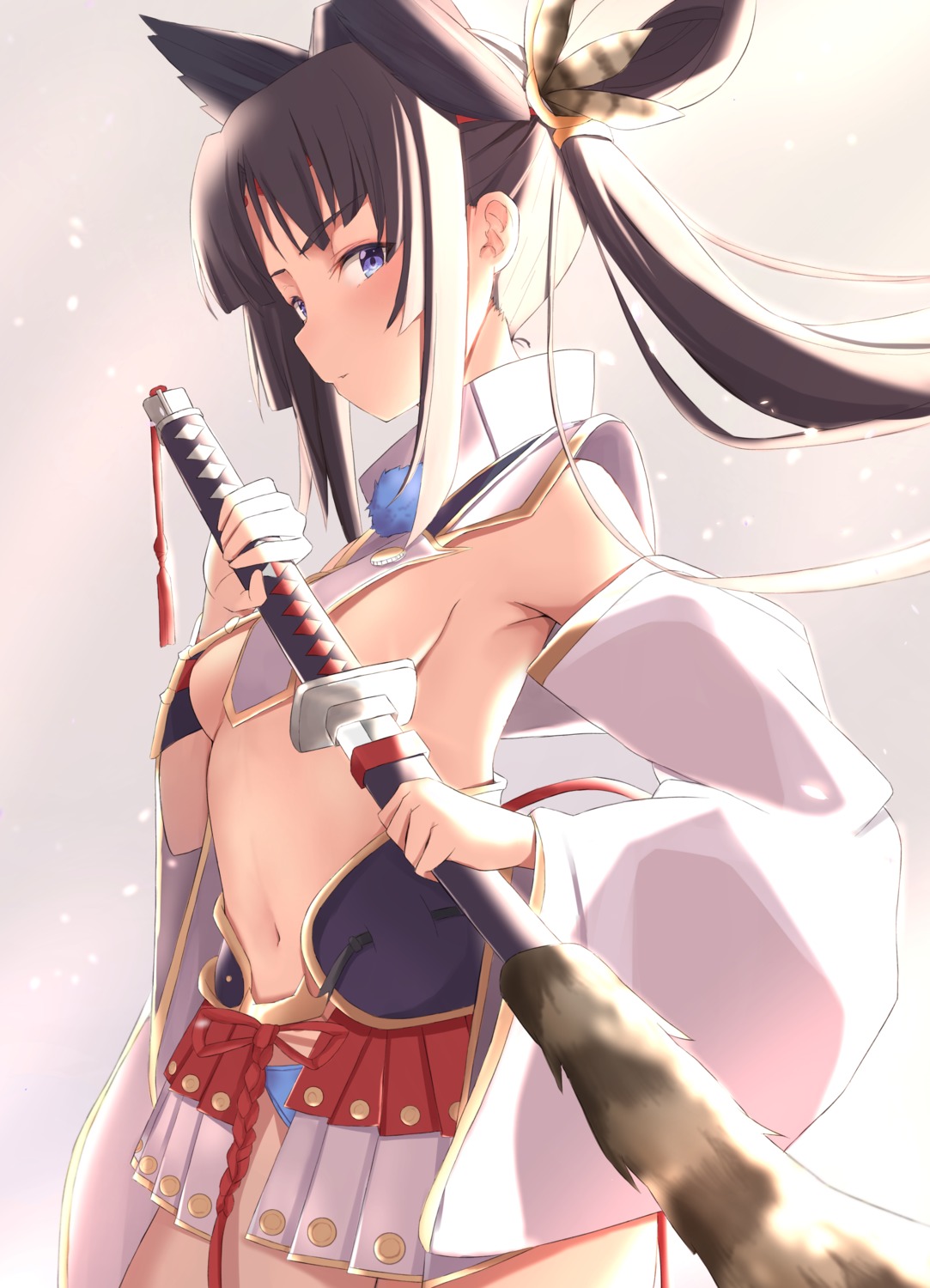 fate/grand_order maosame no_bra pantsu sword underboob ushiwakamaru_(fate/grand_order)