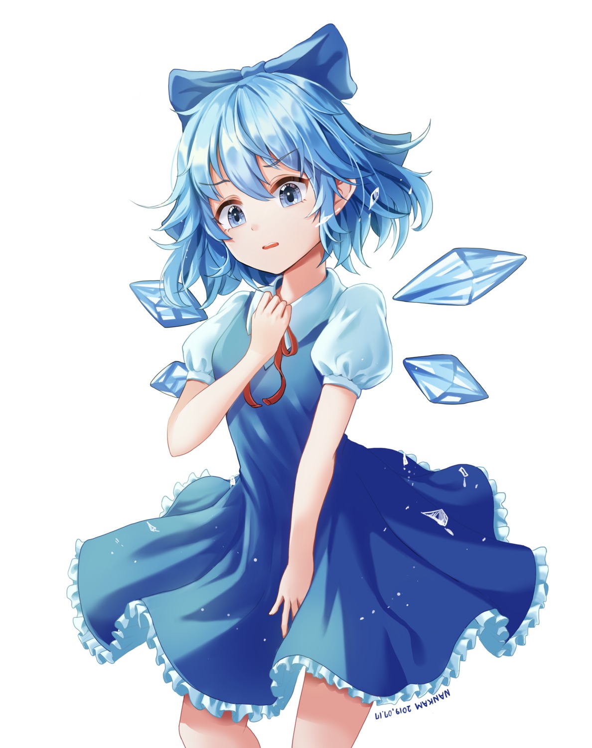 cirno dress nankam skirt_lift touhou wings