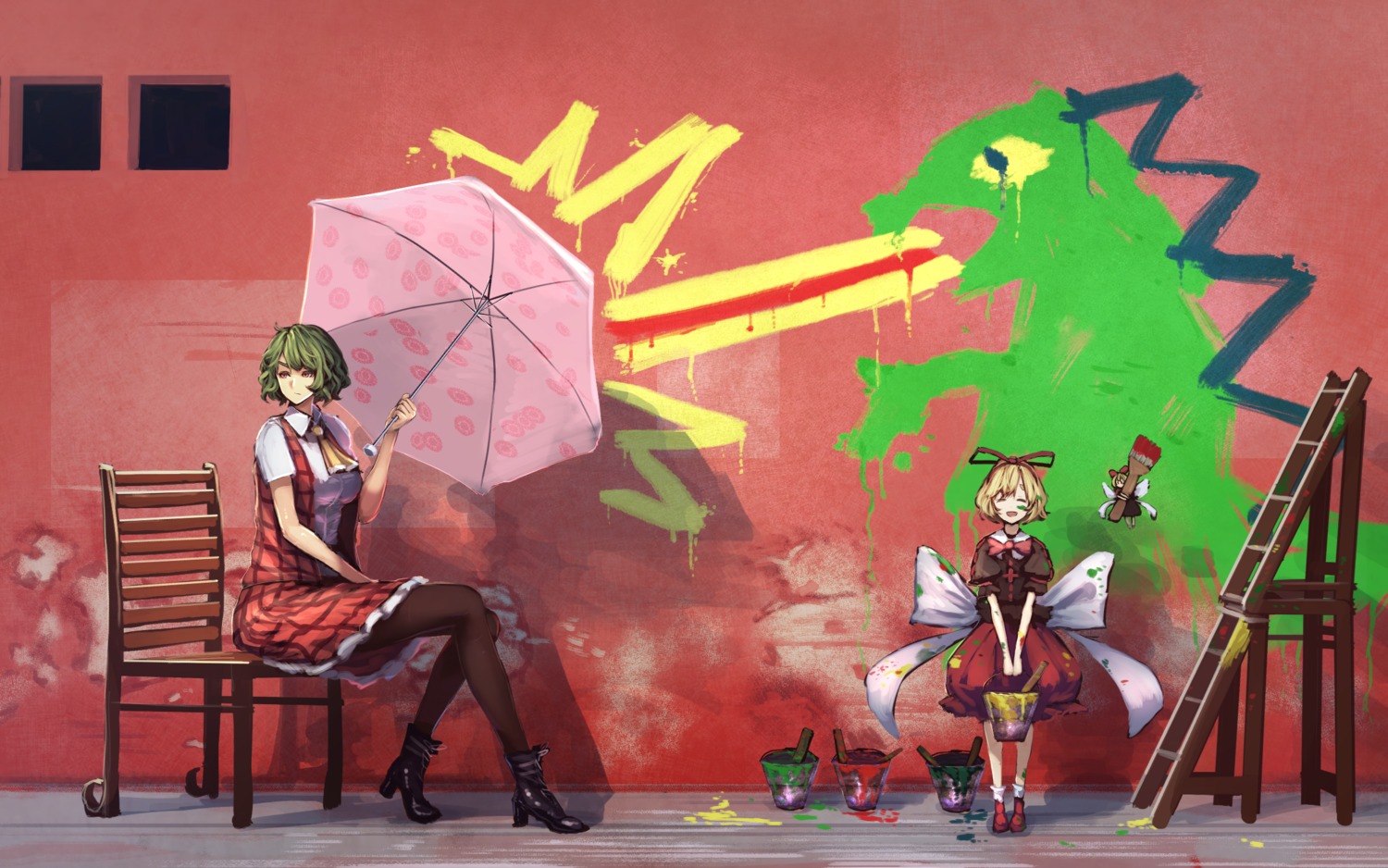 fairy heels kazami_yuuka kikimifukuri medicine_melancholy pantyhose su-san touhou umbrella