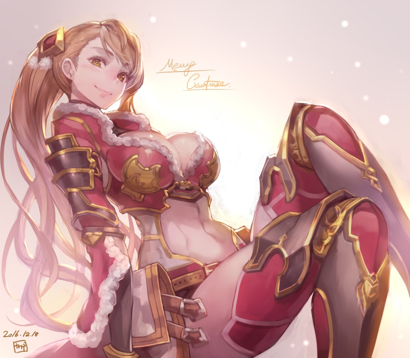 armor beatrix_(granblue_fantasy) cleavage granblue_fantasy kakage thighhighs