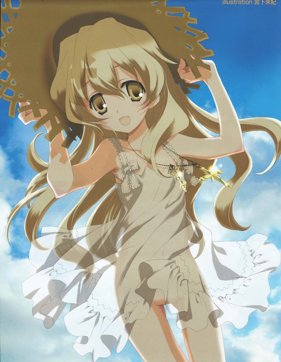 dress loli miyashita_miki nopan see_through summer_dress