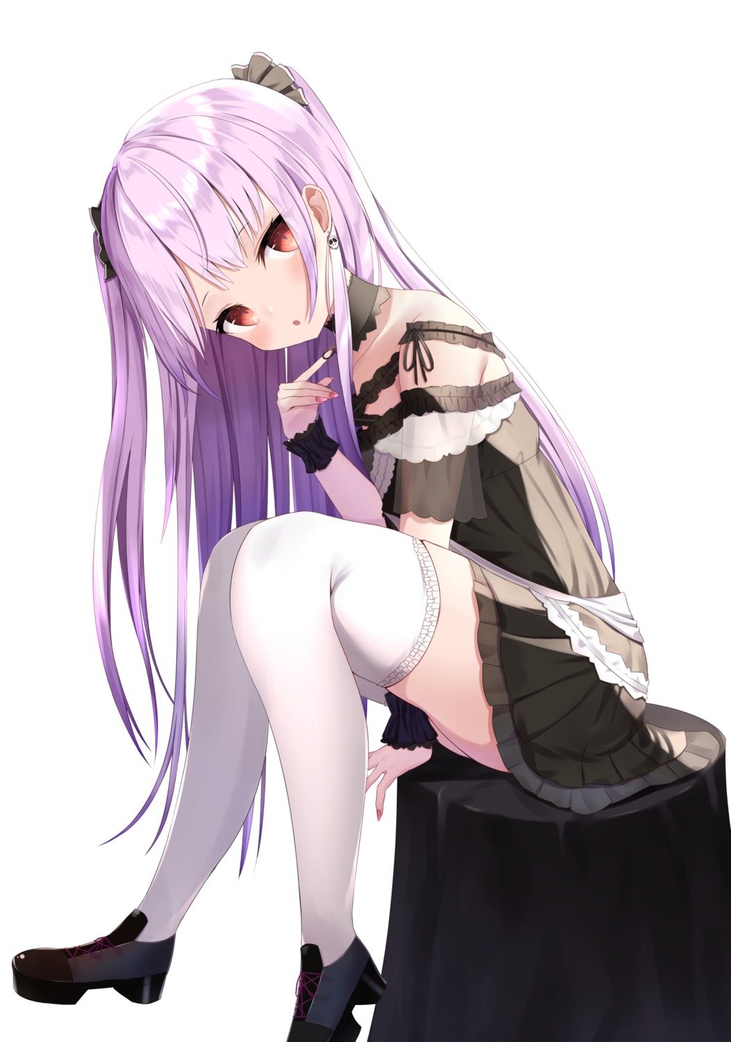 heels hololive pantsu saki_(saki_paint) skirt_lift thighhighs uruha_rushia