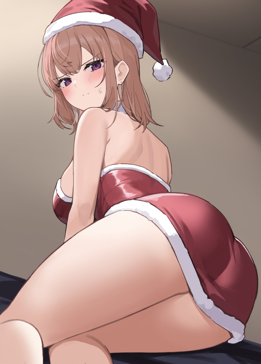 ass christmas dress ikomochi no_bra