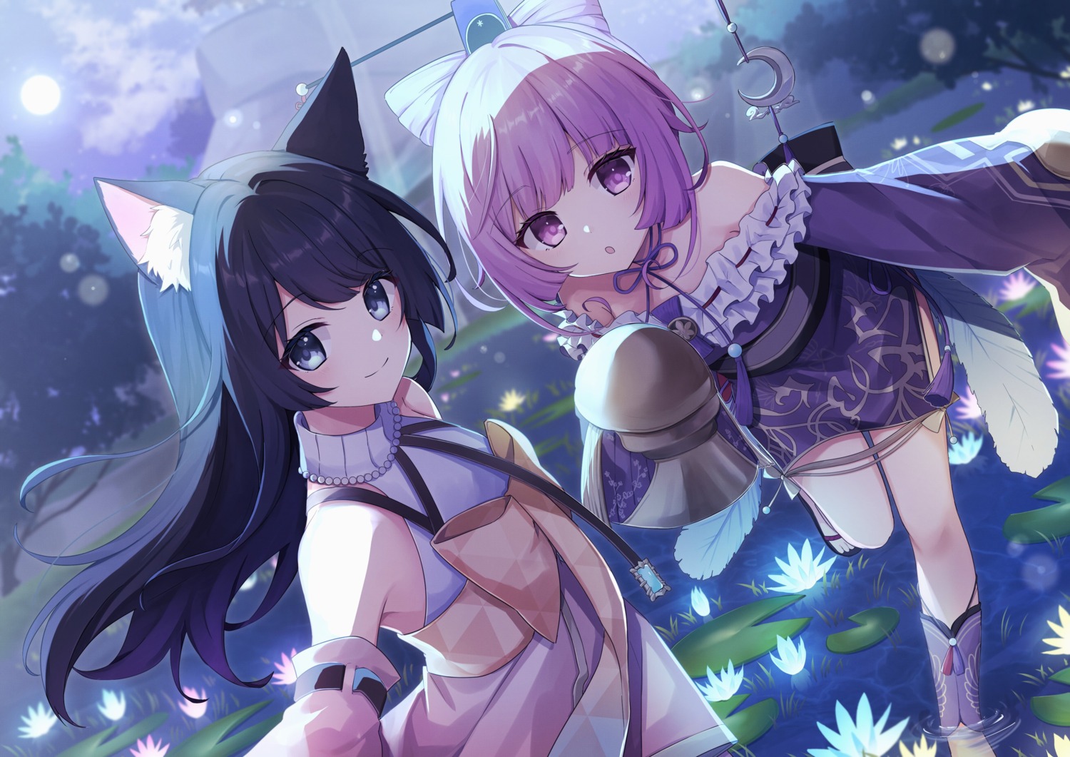 animal_ears atelier atelier_resleriana atelier_sophie corneria dress izana_kokoschka japanese_clothes nekomimi no_bra shirose_nagi