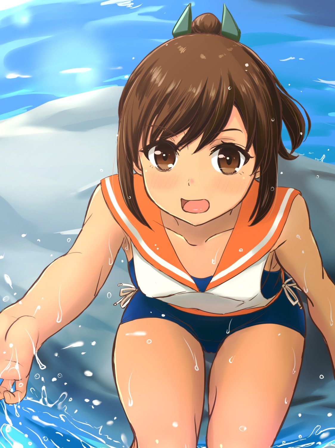 i-401_(kancolle) inanaki_shiki kantai_collection school_swimsuit seifuku swimsuits wet