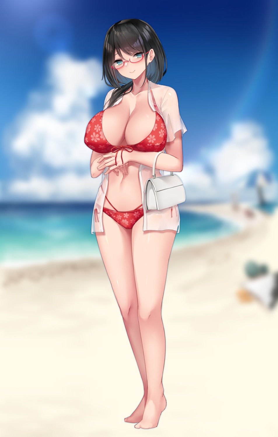 bikini megane open_shirt osisio see_through swimsuits