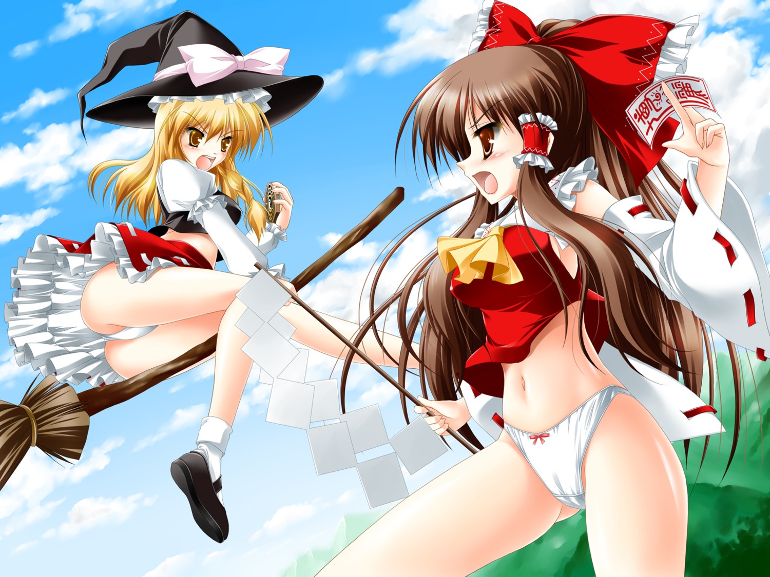 cameltoe hakurei_reimu kamiya_tomoe kirisame_marisa pantsu touhou wallpaper