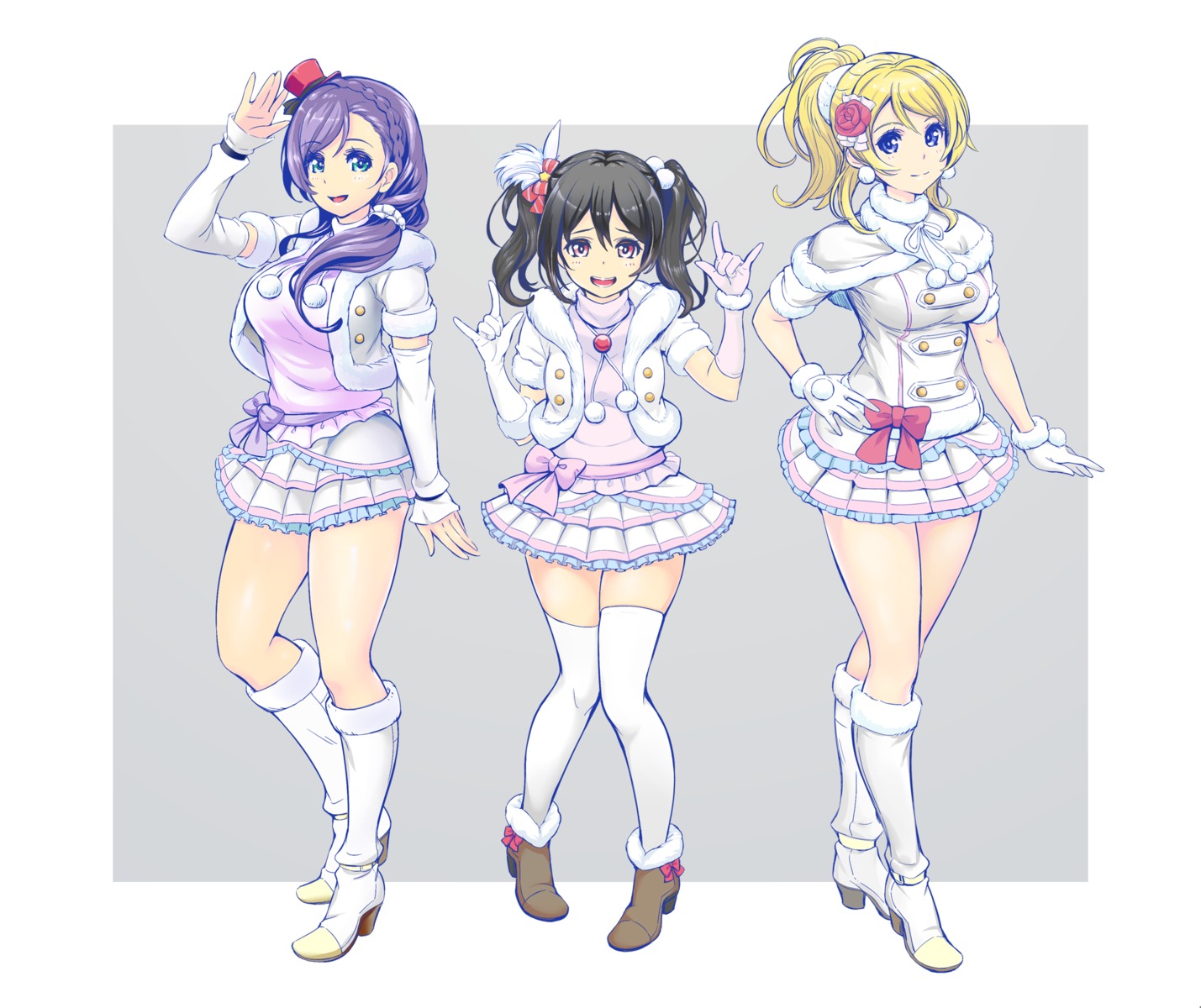 ayase_eli heels kima-gray love_live! thighhighs toujou_nozomi yazawa_nico