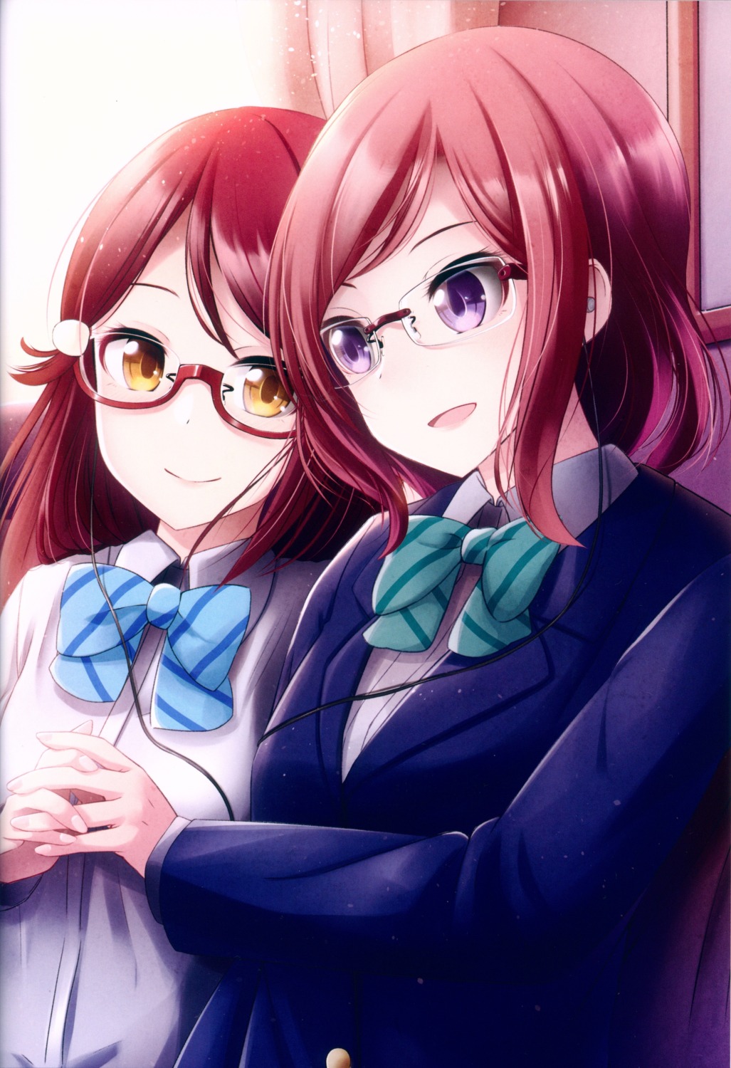 love_live! love_live!_sunshine!! megane nishikino_maki sakurauchi_riko seifuku tagme yuri