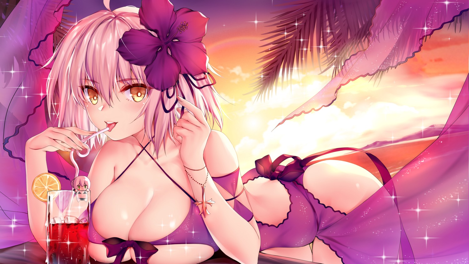 fate/grand_order obiwan saber saber_alter see_through swimsuits