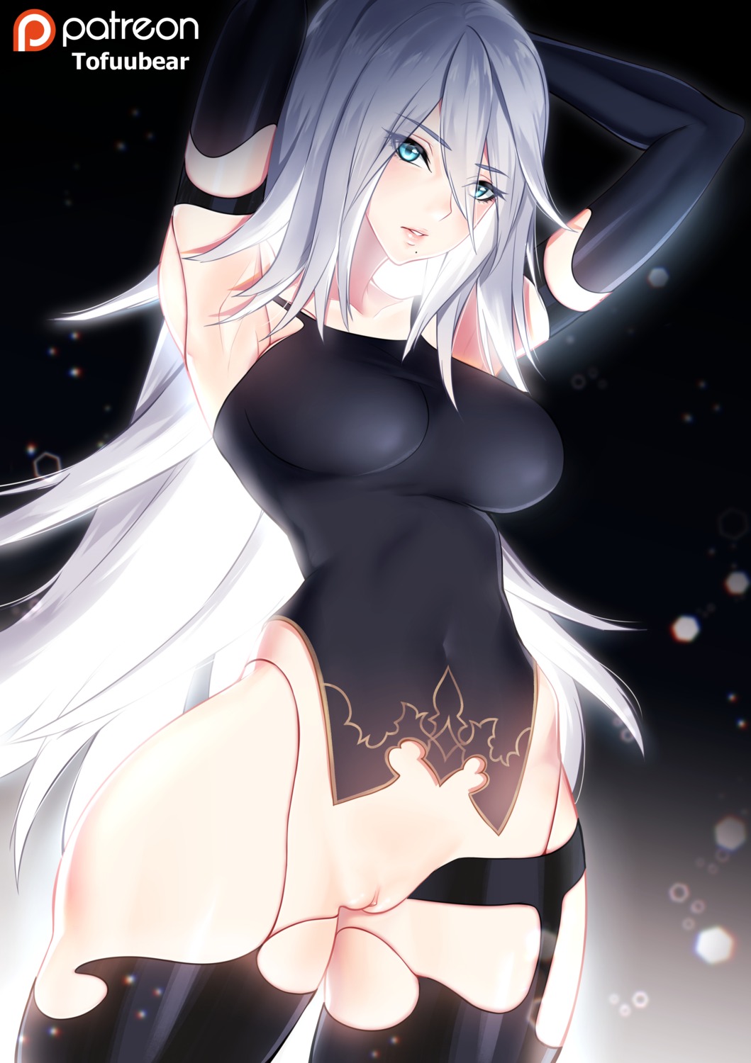 bottomless garter mecha_musume nier nier_automata pussy stockings thighhighs tofuubear uncensored yorha_type_a_no.2