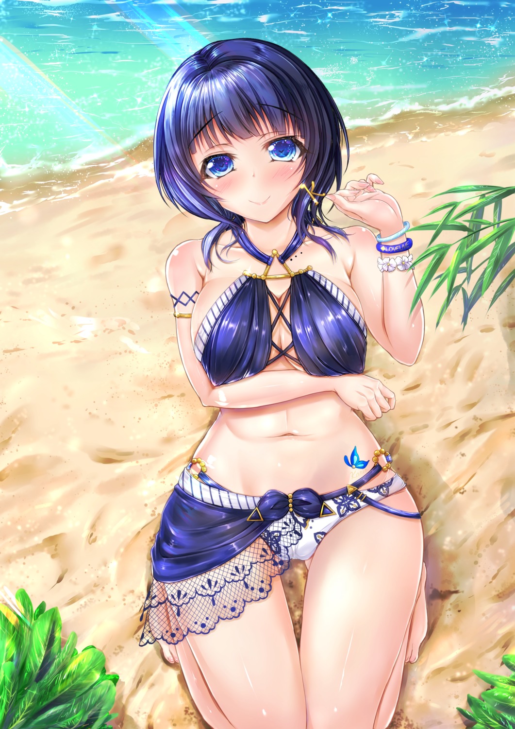 asaka_karin bikini breast_hold cameltoe cleavage love_live!_nijigasaki_high_school_idol_club swimsuits yukimai