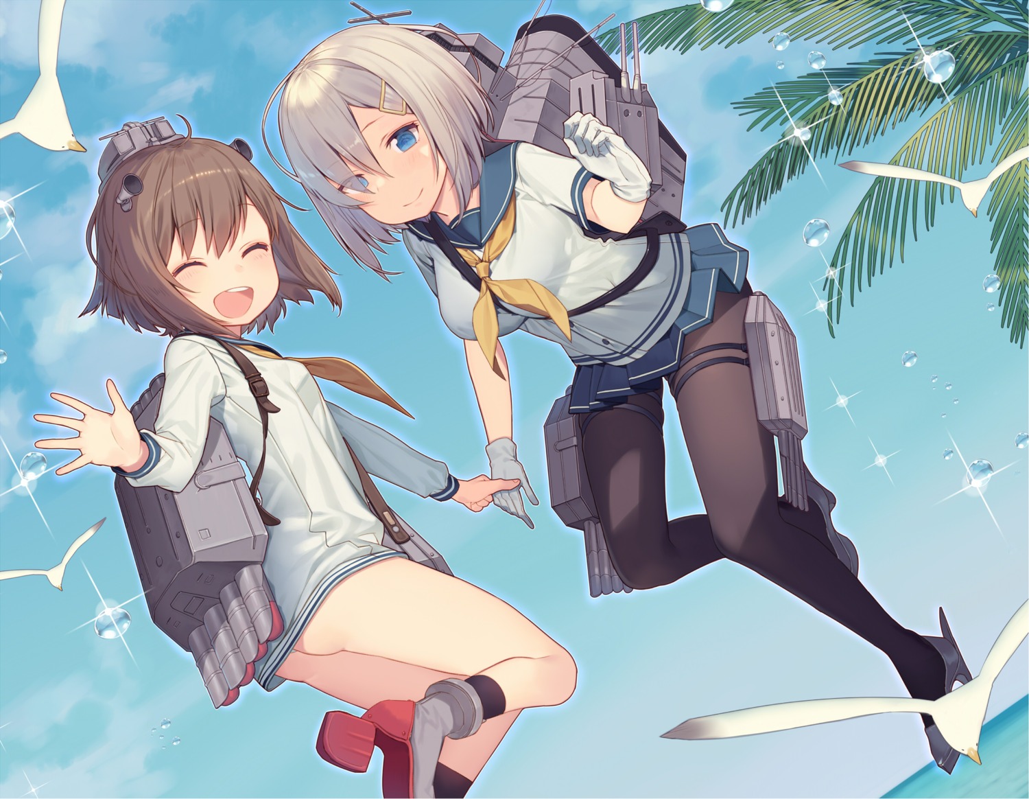 hamakaze_(kancolle) heels kantai_collection kitada_mo pantyhose seifuku yukikaze_(kancolle)