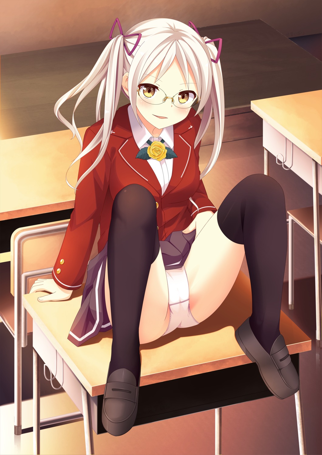 ama_miya_inari cameltoe megane pantsu seifuku skirt_lift thighhighs