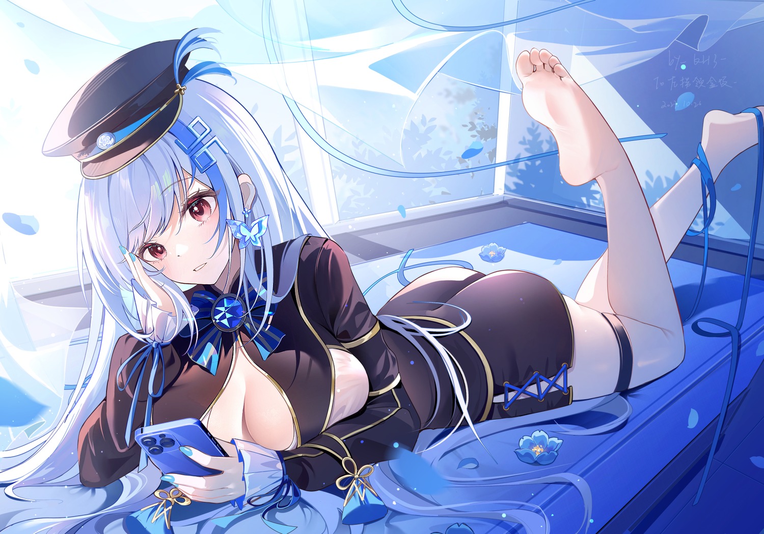 feet garter kyuroku maitetsu miaogujun no_bra thighhighs uniform