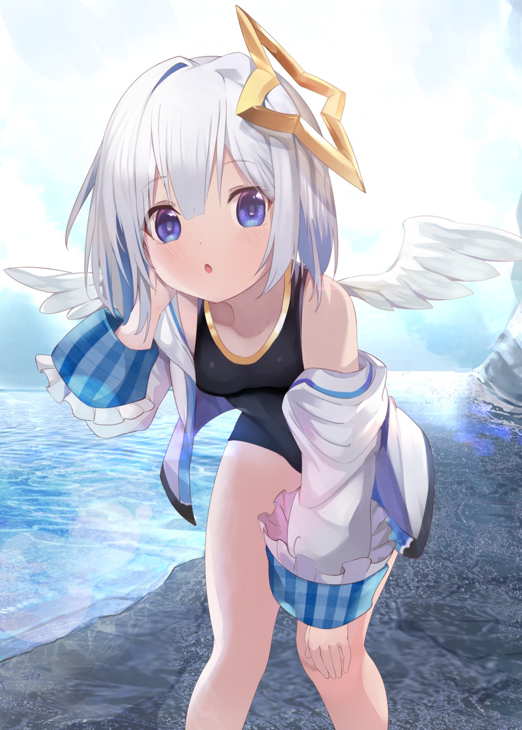 amane_kanata angel hololive kananote swimsuits wings