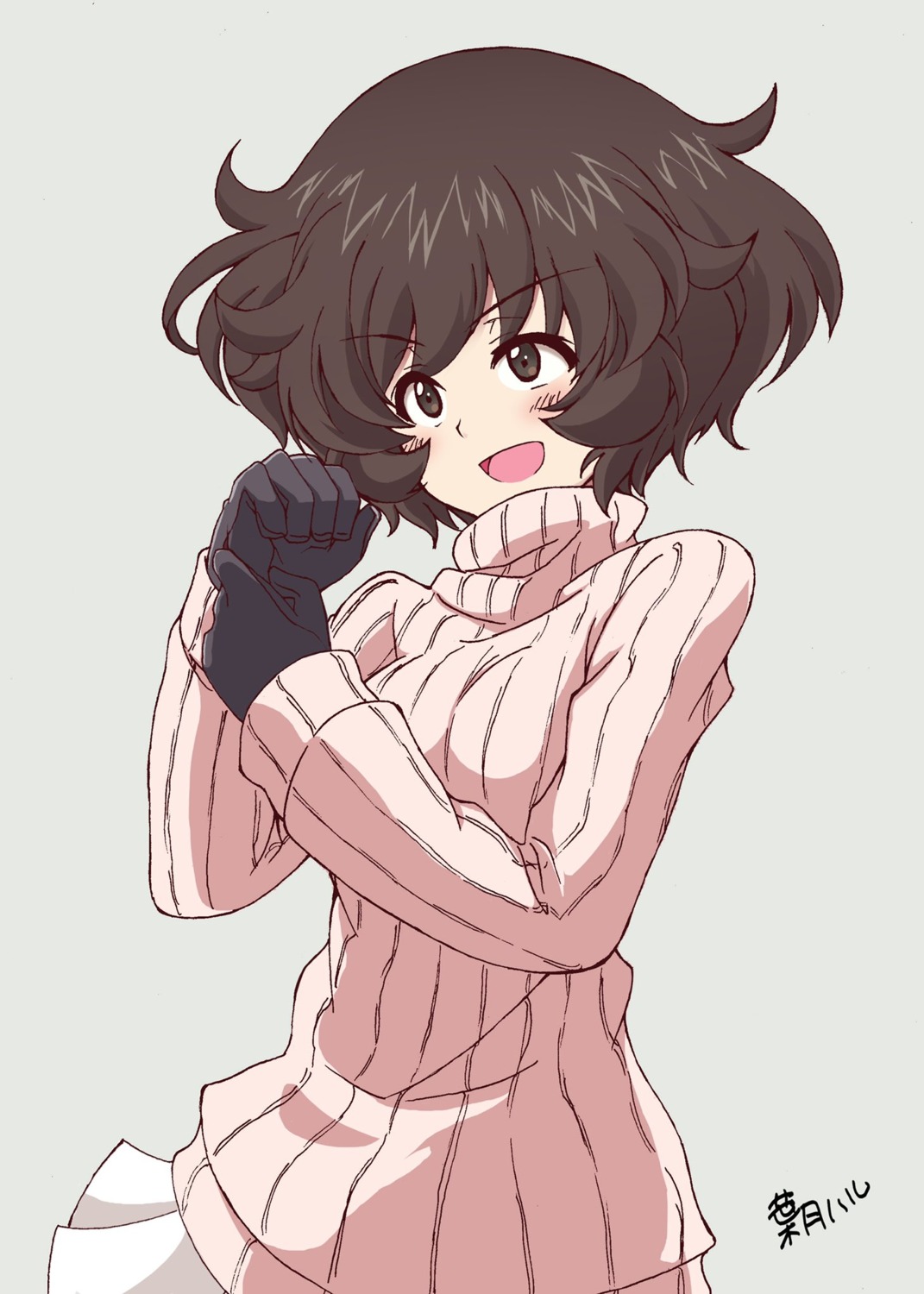 akiyama_yukari girls_und_panzer hazuki_haru sweater