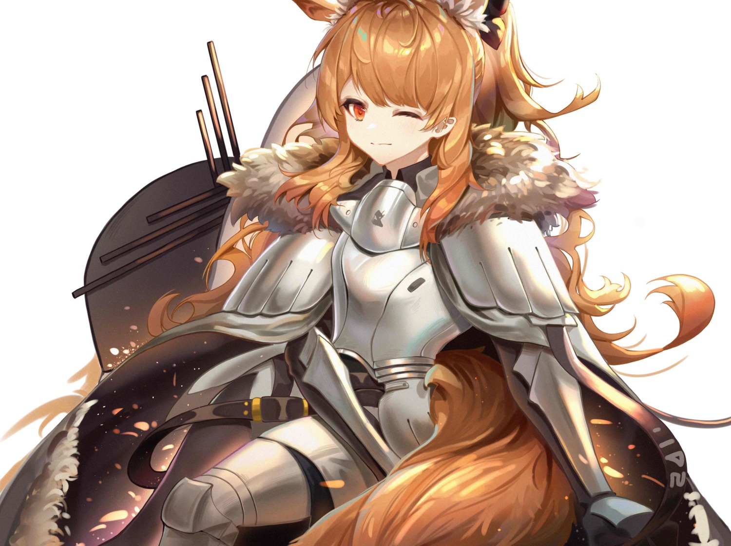 animal_ears arknights armor blemishine_(arknights) river_(river_ga) tail