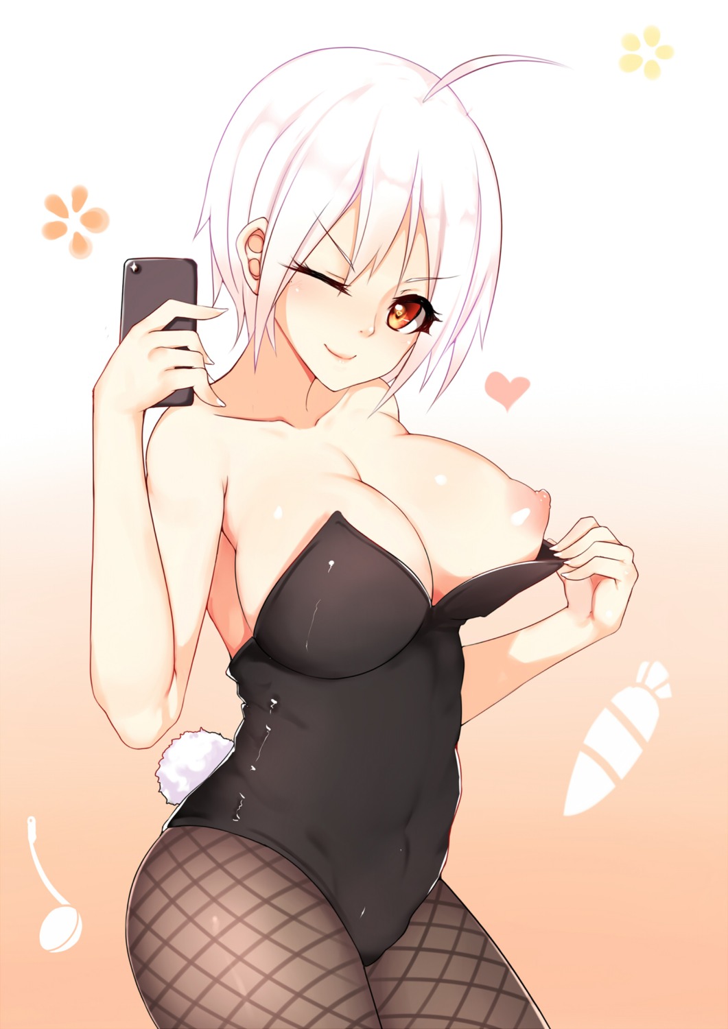 breasts fishnets hanami_dango_(zzldango) nakiri_alice nipples no_bra pantyhose shokugeki_no_soma tail undressing