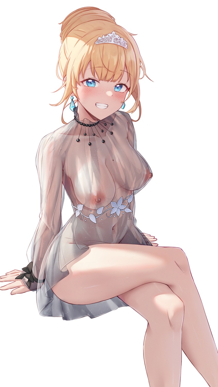 dress hololive hololive_english nipples no_bra nopan see_through shironekokfp watson_amelia