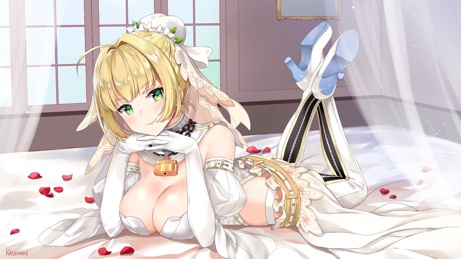 cleavage fate/extra fate/extra_ccc fate/stay_night heels kaetzchen saber_bride saber_extra