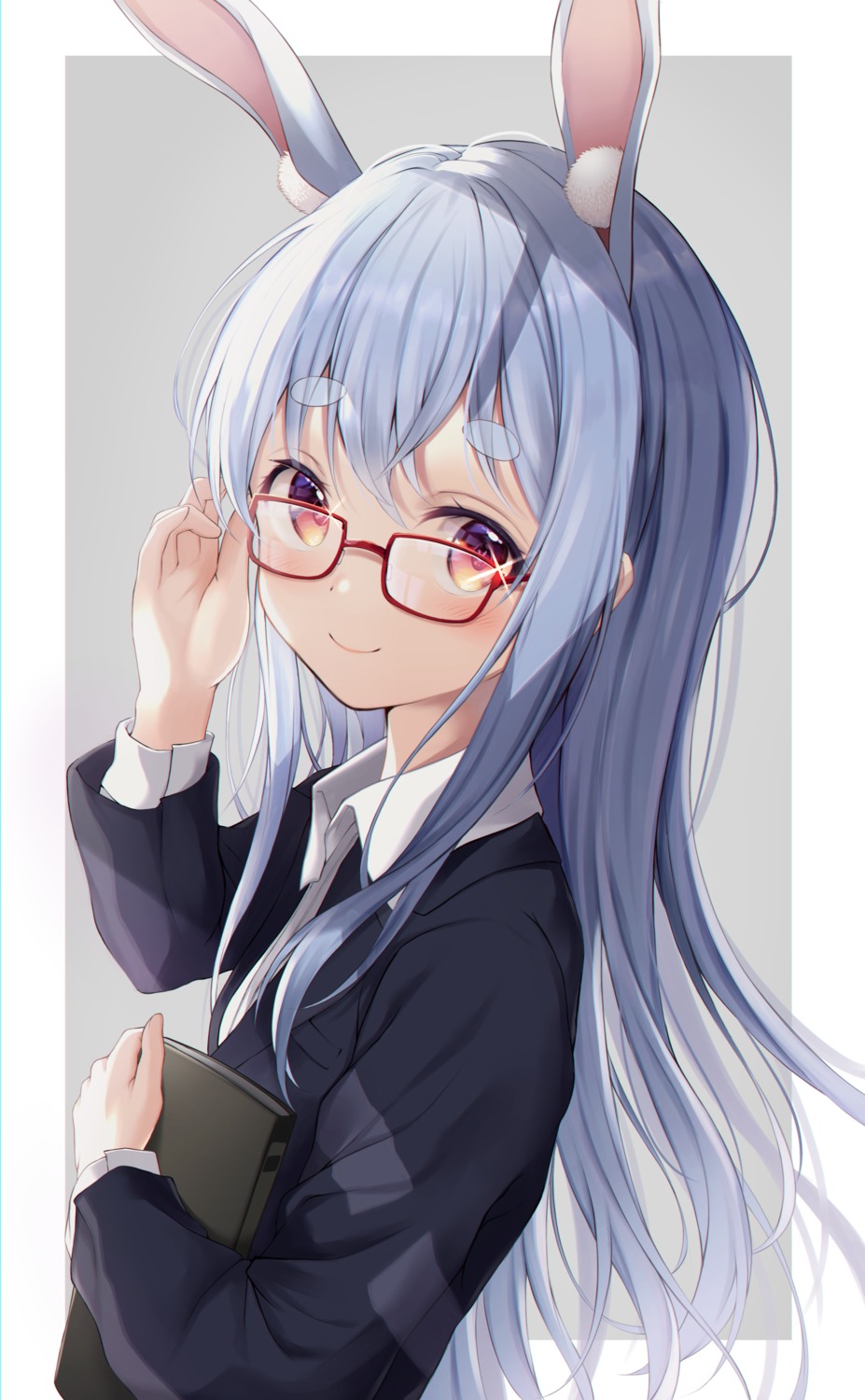 animal_ears bunny_ears business_suit dress_shirt hololive megane usada_pekora utekiro