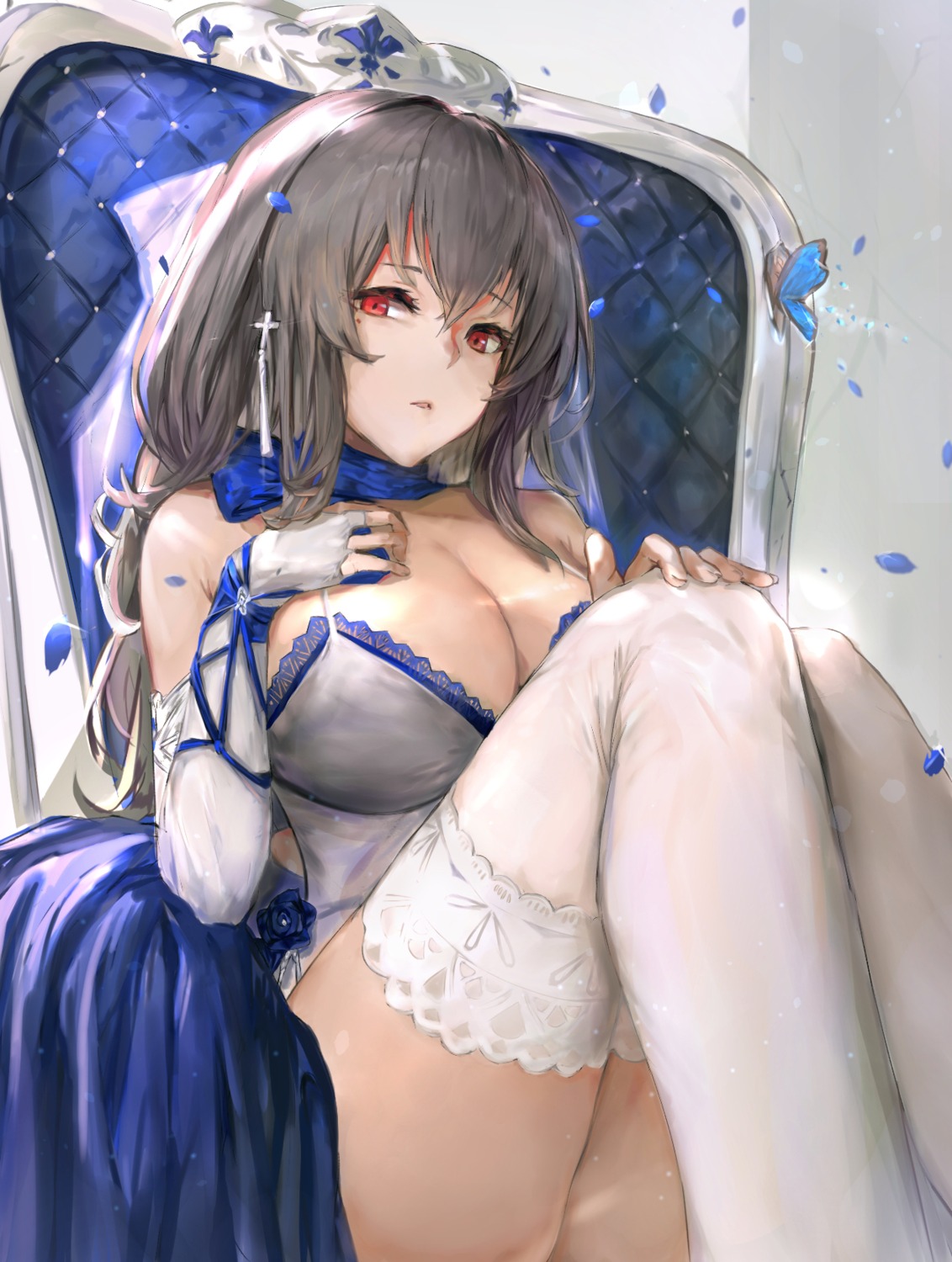 artist_revision azur_lane dress konnichiwa_kanemura no_bra saint_louis_(azur_lane) thighhighs