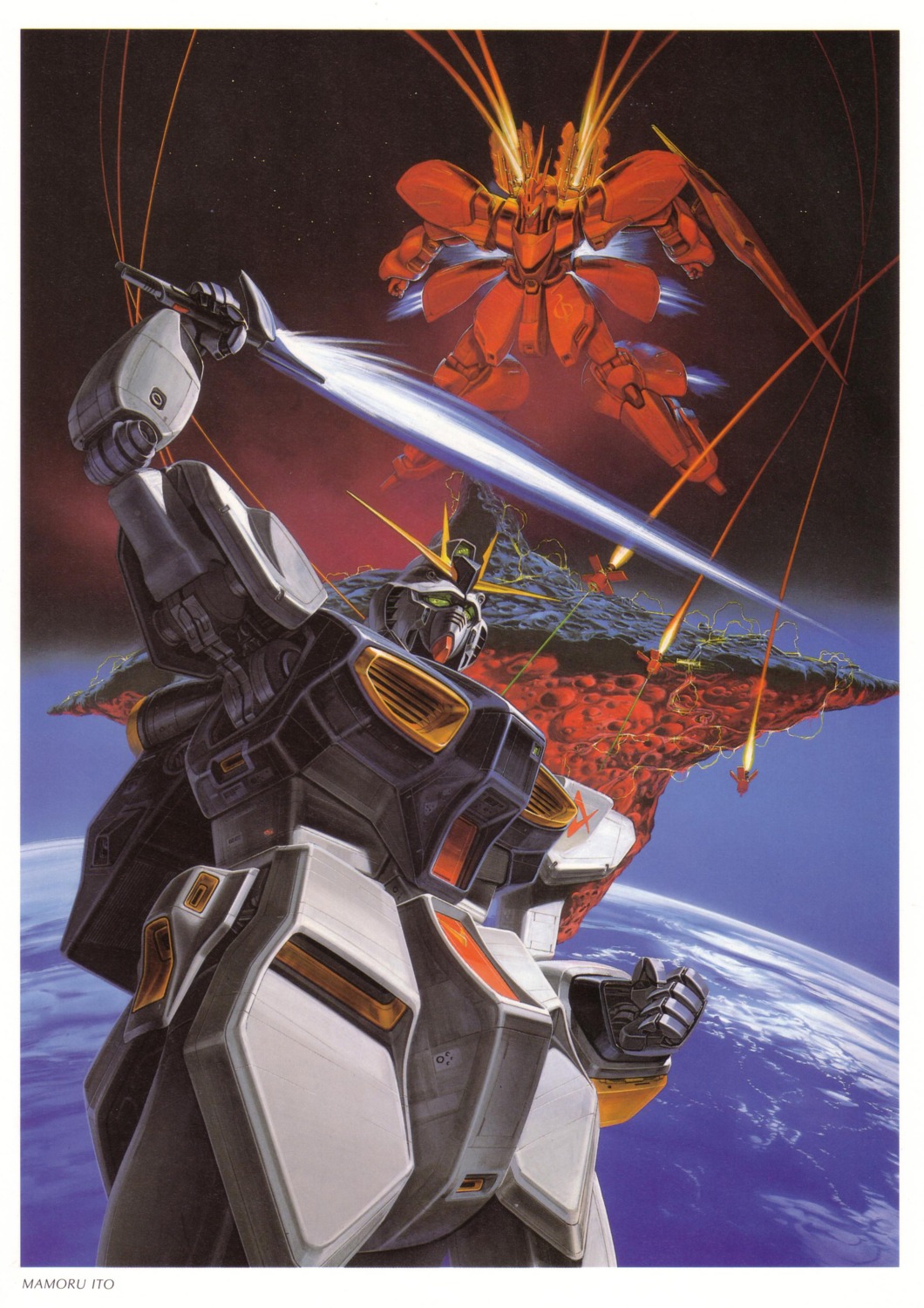 char's_counterattack gundam ito_mamoru mecha nu_gundam rx-93 sazabi weapon ν_gundam