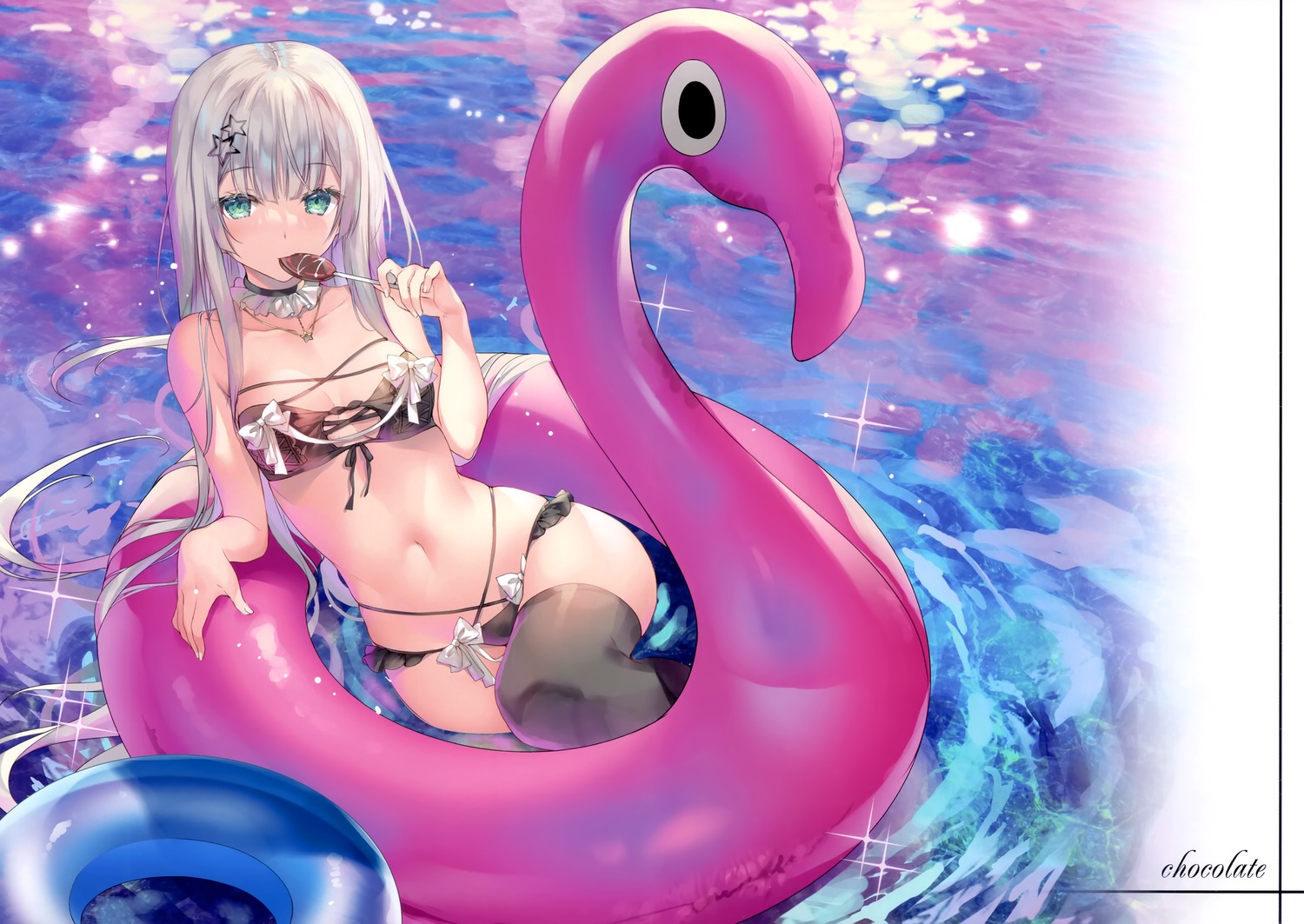 bikini miwabe_sakura pion swimsuits thighhighs wet