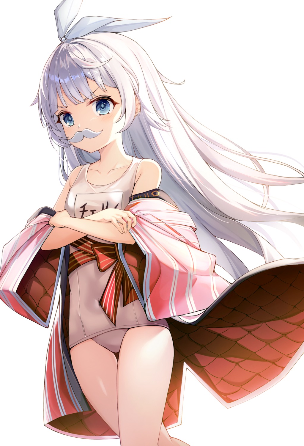 blue_archive japanese_clothes loli renkawa_cherino school_swimsuit swimsuits zeroillya