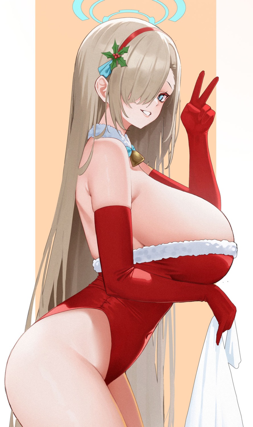 blue_archive christmas halo ichinose_asuna kono_(xerondan321) leotard no_bra