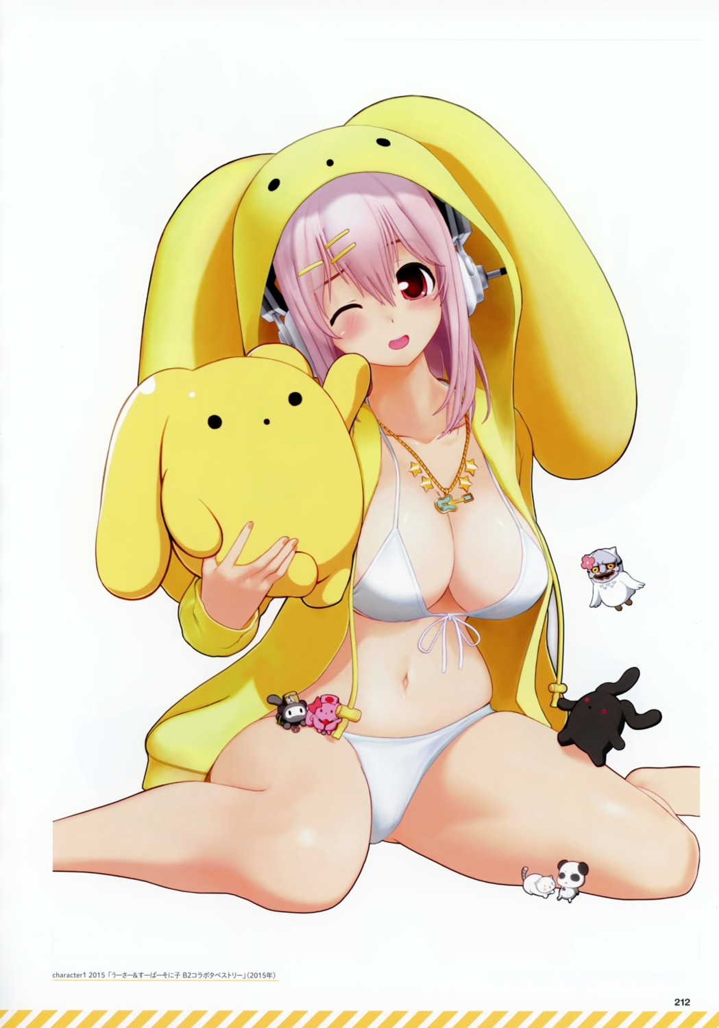 bikini bleed_through cleavage headphones open_shirt sonico super_sonico swimsuits tsuji_santa