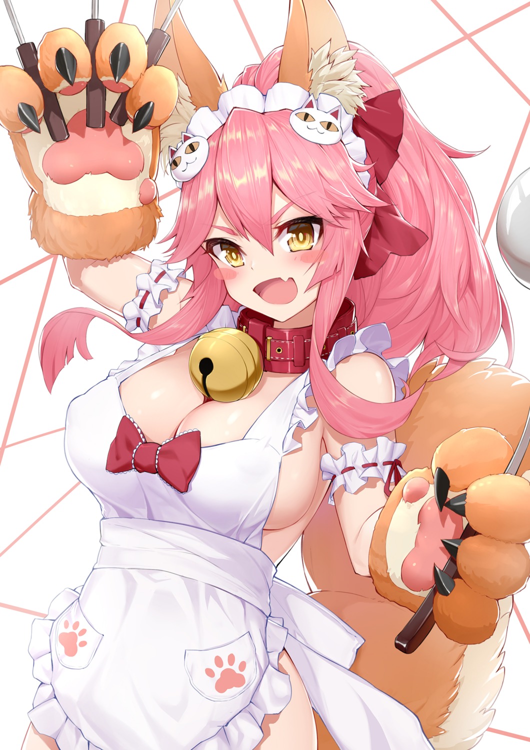 animal_ears fate/grand_order kitsune naked_apron phil tail tamamo_cat