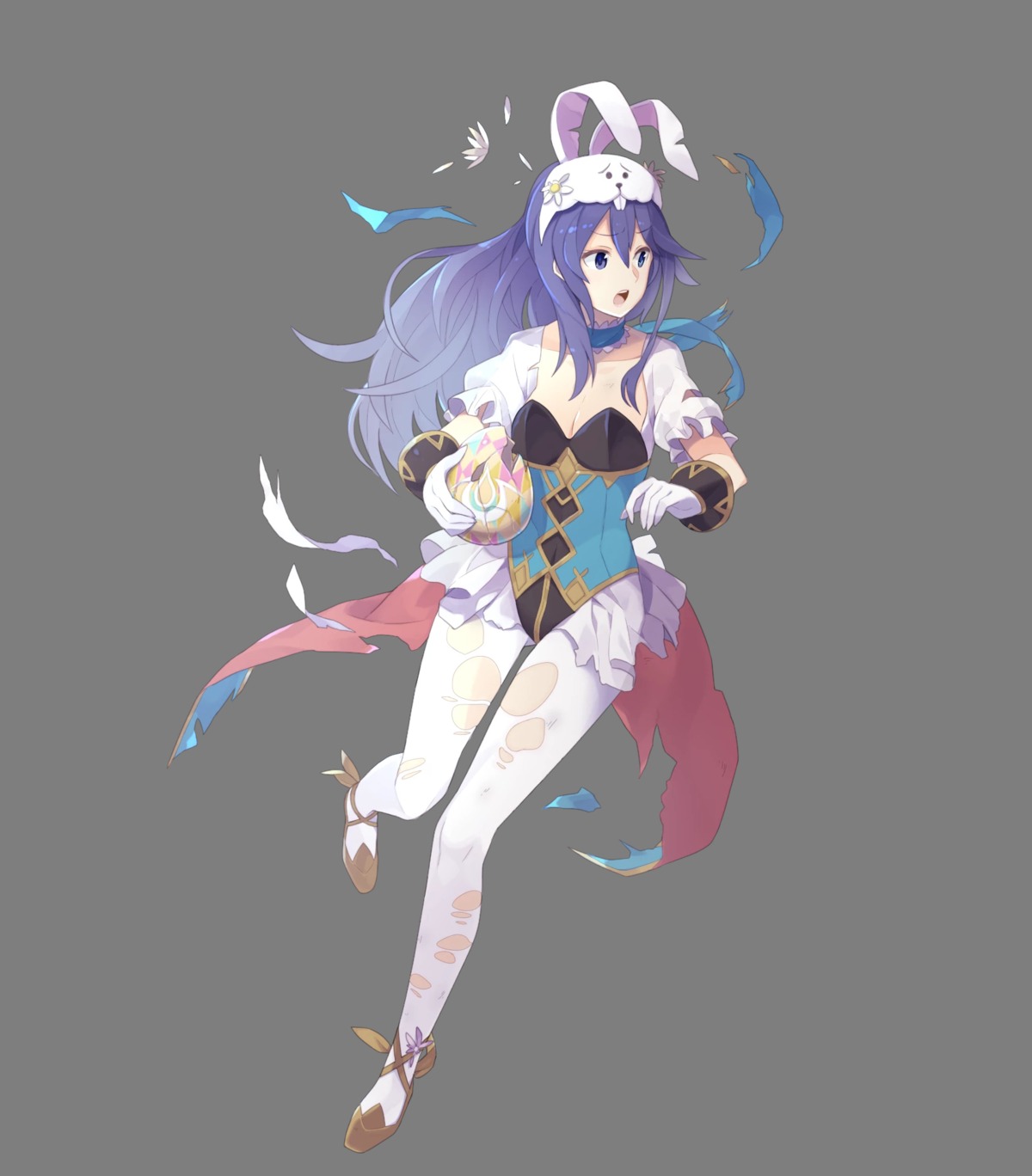 animal_ears bunny_ears bunny_girl cleavage fire_emblem fire_emblem_heroes fire_emblem_kakusei lucina_(fire_emblem) nintendo pantyhose tomioka_jirou torn_clothes transparent_png