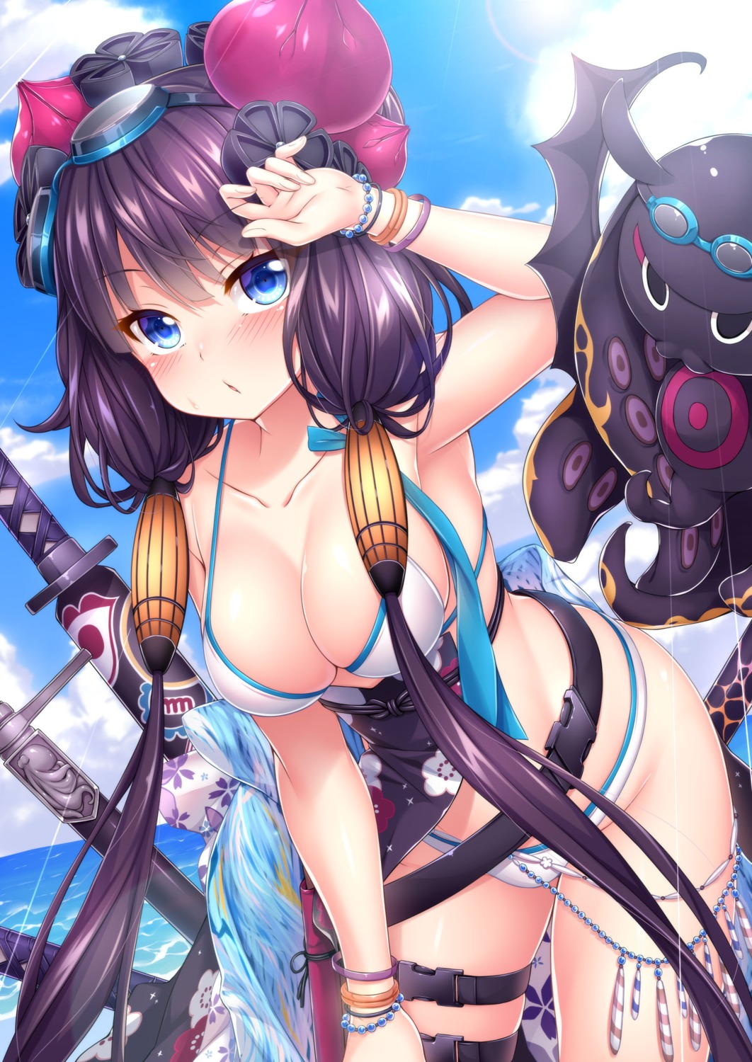 bikini fate/grand_order garter katsushika_hokusai_(fate) swimsuits sword toito