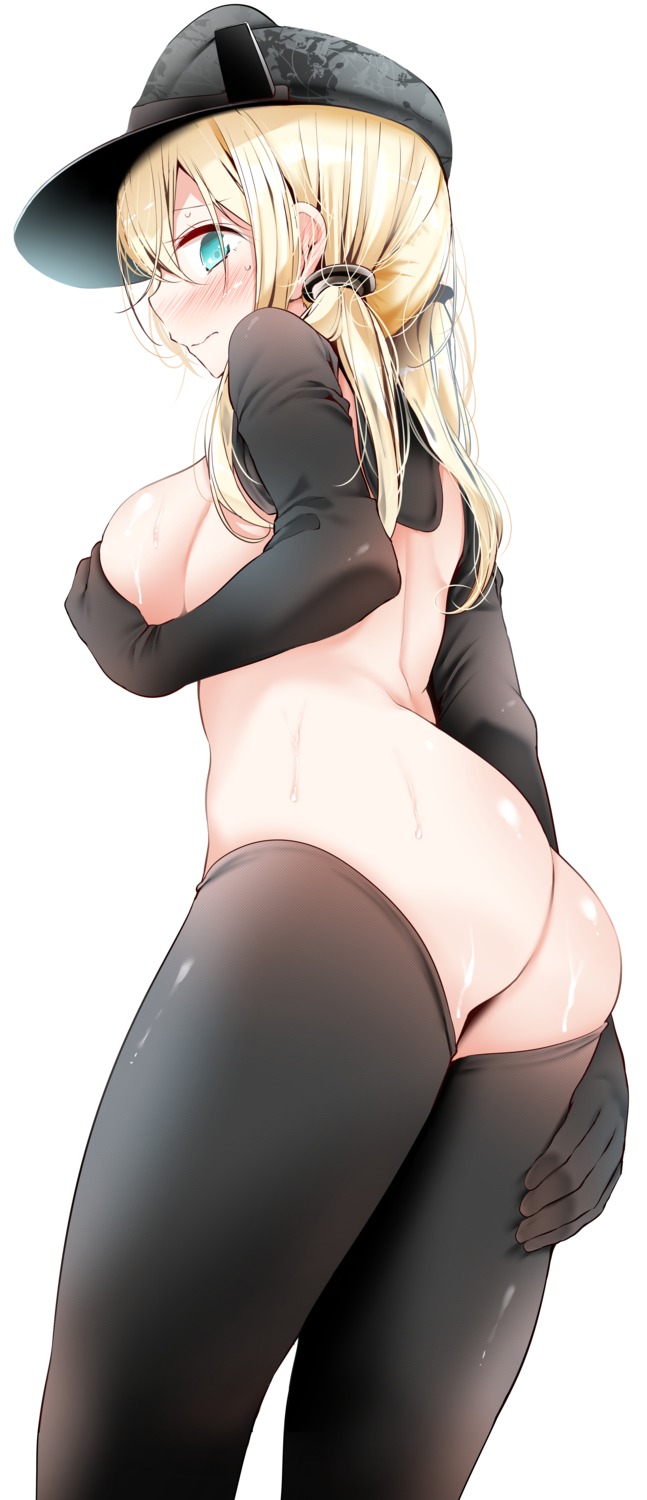 ass bottomless breast_hold breasts kantai_collection no_bra oouso prinz_eugen_(kancolle) thighhighs