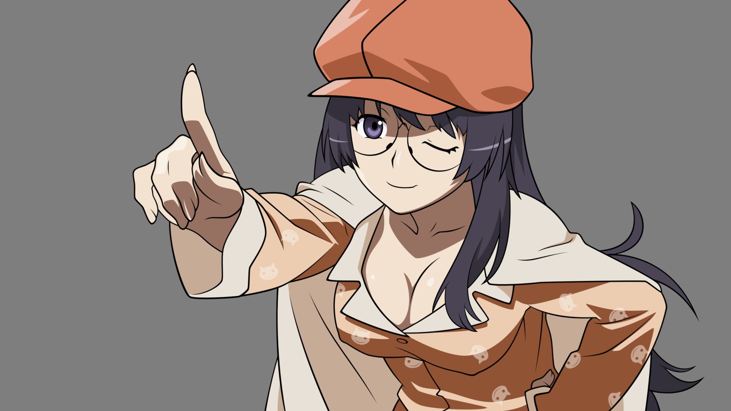 bakemonogatari cleavage hanekawa_tsubasa megane monogatari_(series) transparent_png vector_trace