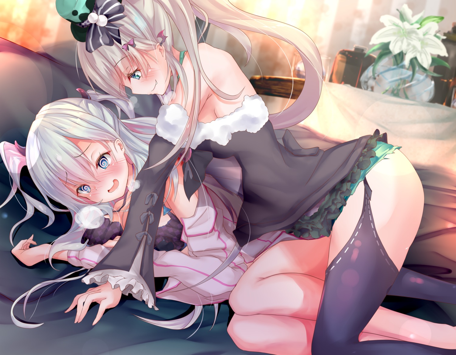 avatar_2.0_project bra crossover ice_noyuri matamataro musubime_yui noyuri_channel open_shirt stockings thighhighs yuri