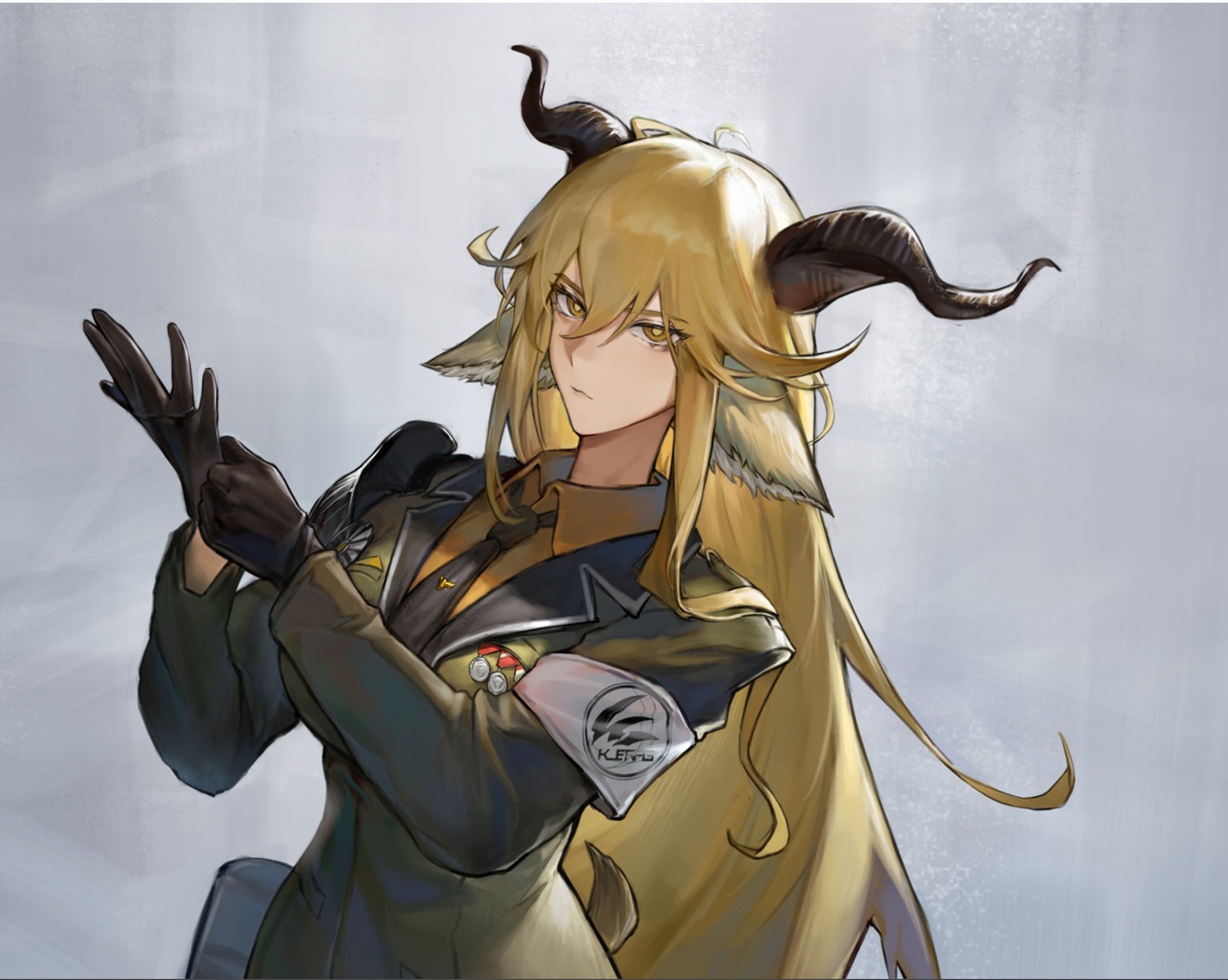 animal_ears arknights cropped degenbrecher_(arknights) horns kulianrentizhong tail uniform