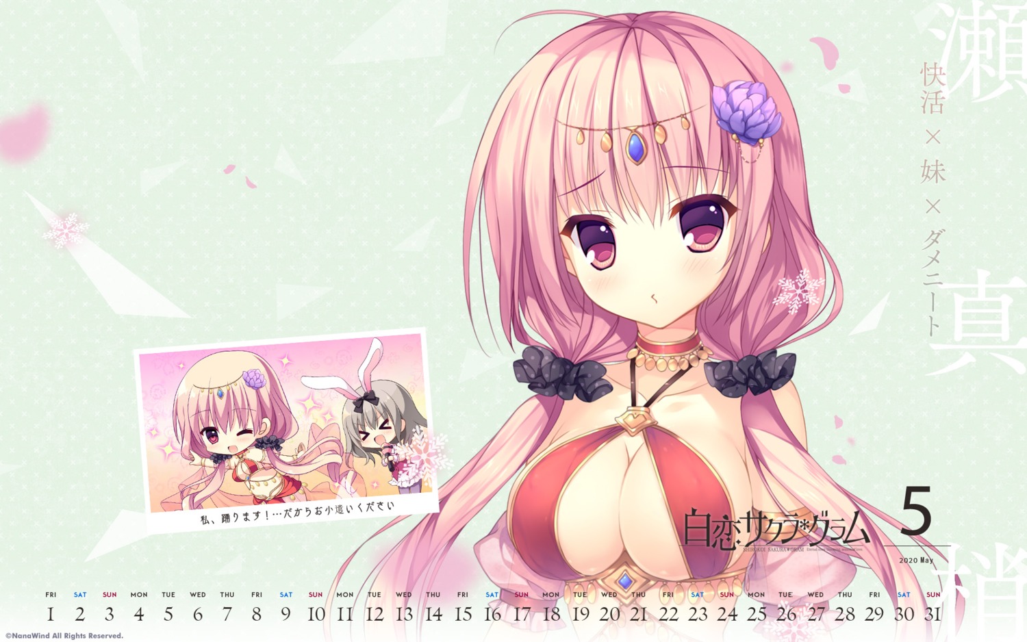 animal_ears bikini_armor bunny_ears calendar haruoto_alice_*_gram mitha nanawind pantyhose sema_kozue shirokoi_sakura_*_gram wallpaper