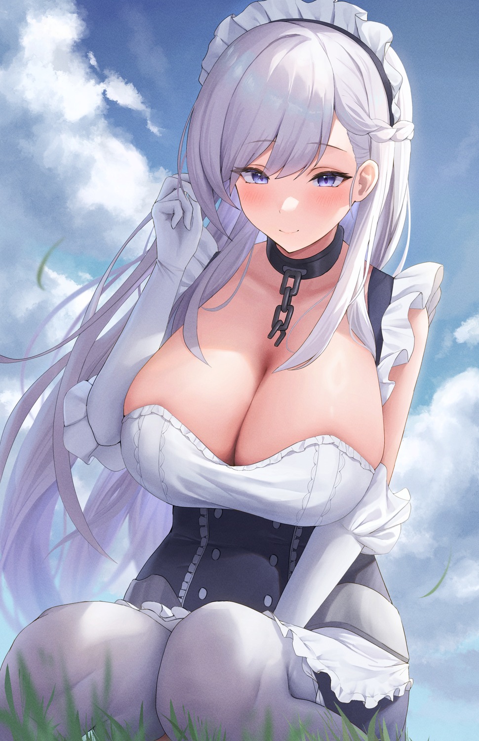 azur_lane belfast_(azur_lane) futon_fly_away maid pantyhose