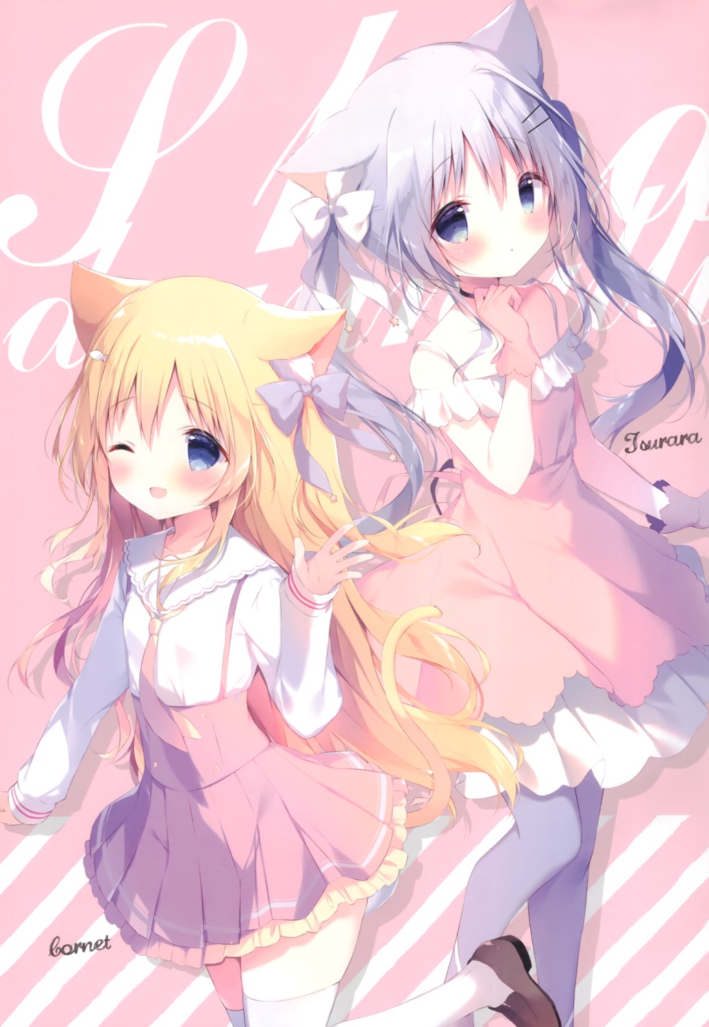 animal_ears cornet_(shiratama) nekomimi pantyhose shiratama shiratamaco tail thighhighs tsurara_(shiratama)