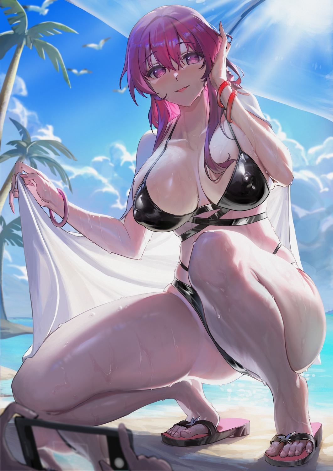 bikini cameltoe erect_nipples honkai:_star_rail kafka_(honkai:_star_rail) swimsuits thong wet wow+