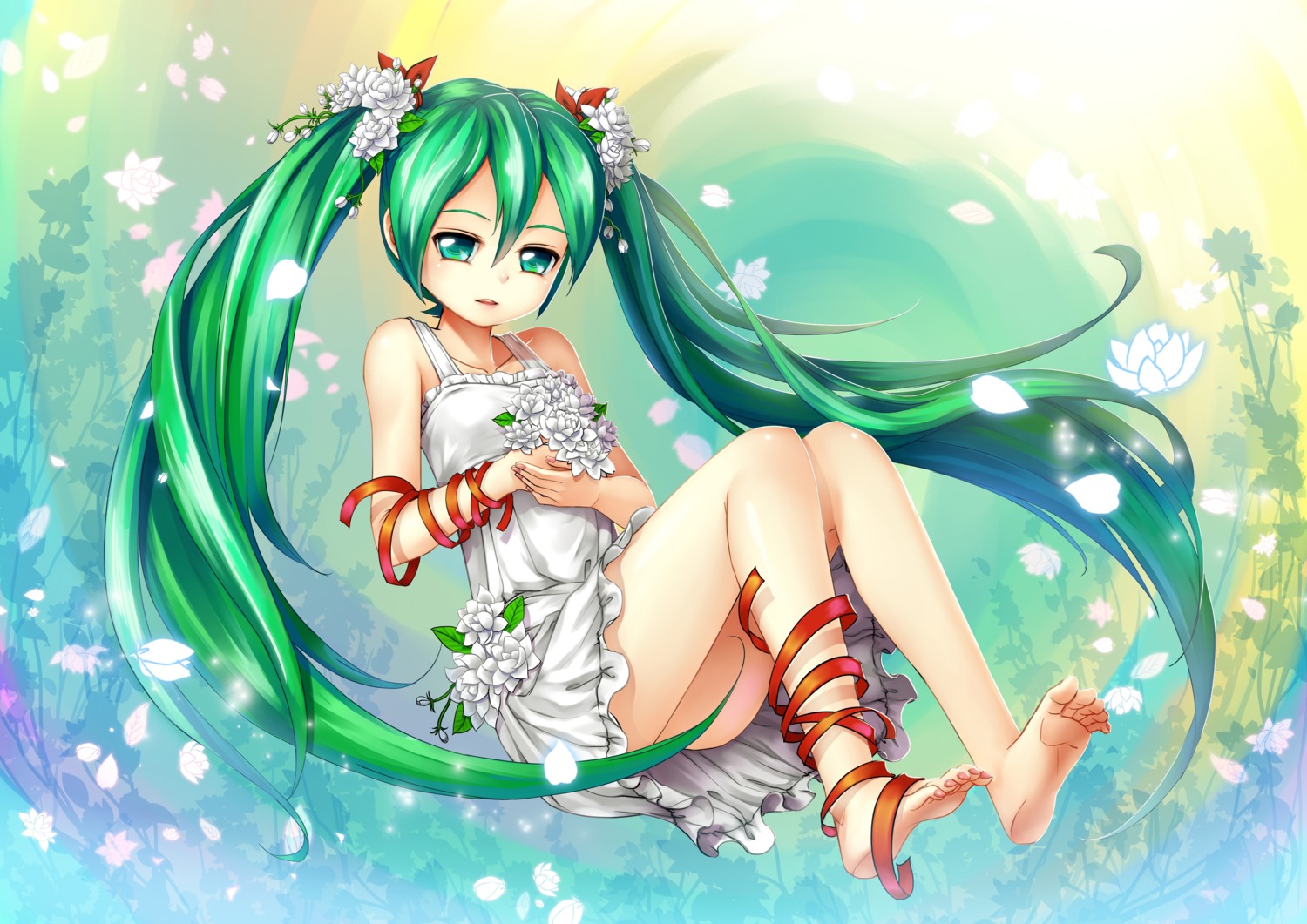 crazypen dress feet hatsune_miku summer_dress vocaloid