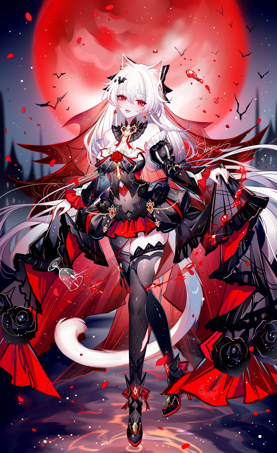 animal_ears benghuai_xueyuan heels honkai_impact nekomimi see_through sheya skirt_lift tail theresa_apocalypse thighhighs