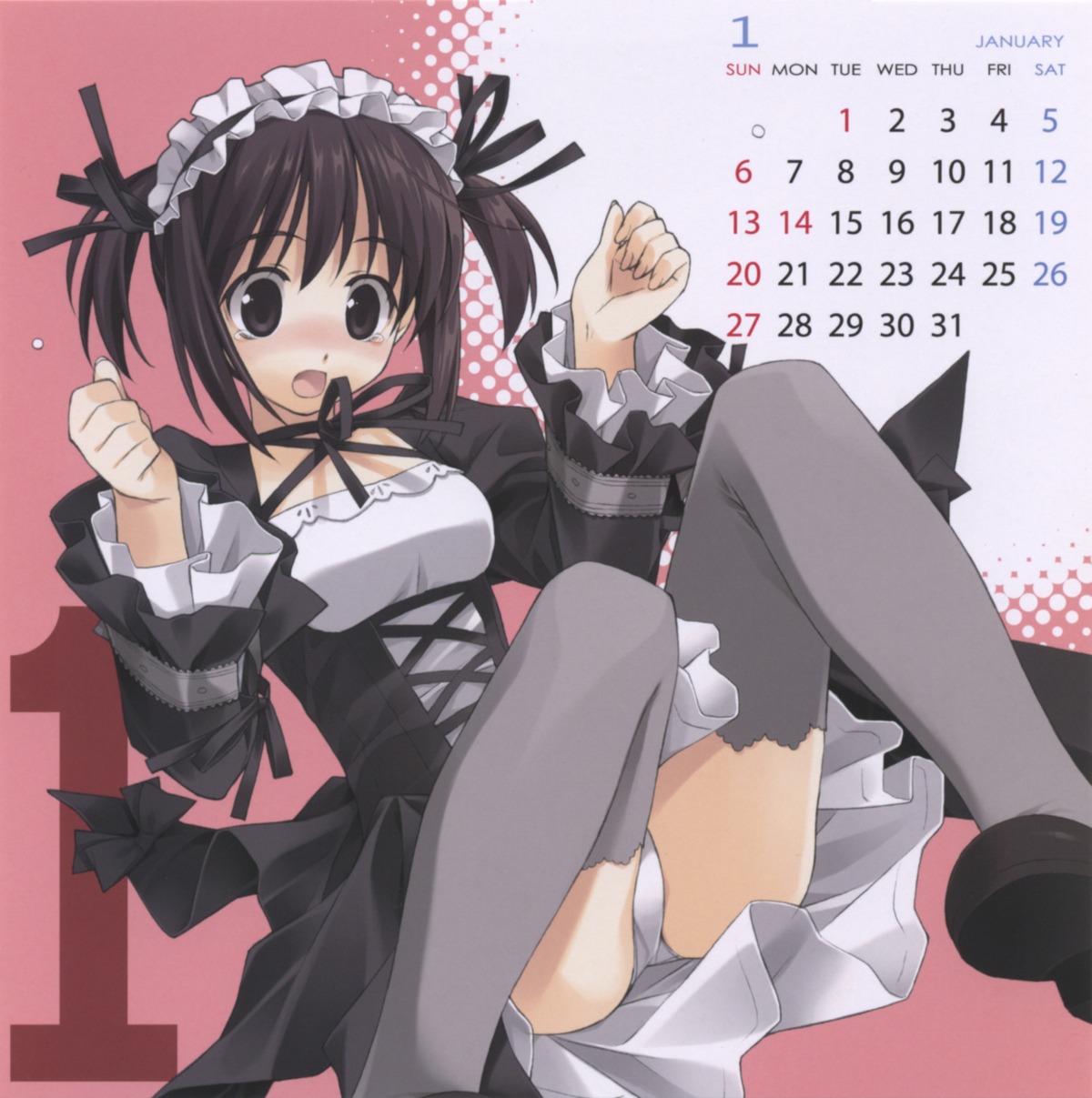 berry's calendar gothic_lolita hashimoto_takashi lolita_fashion maid pantsu tatsumi_wakaba thighhighs