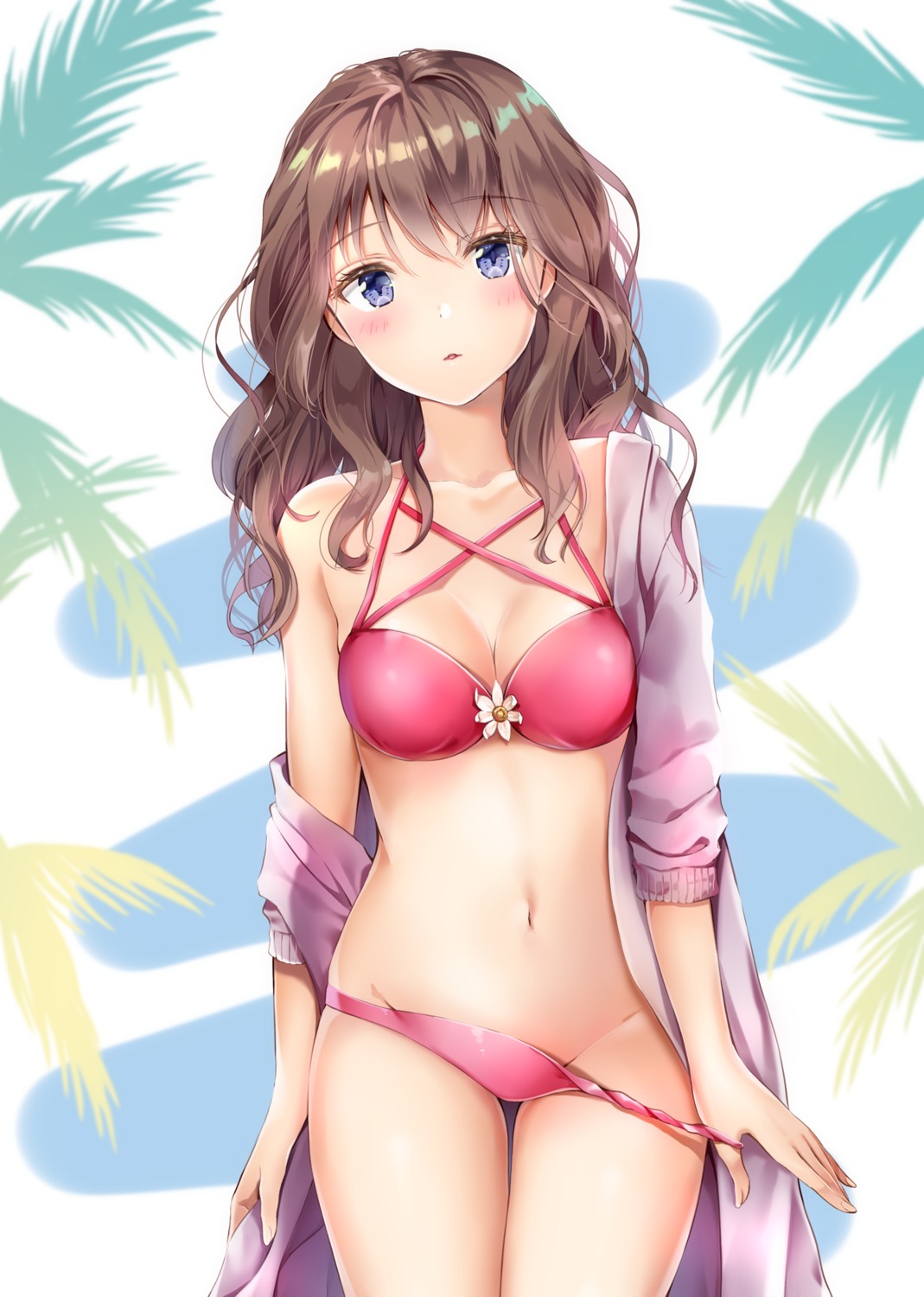 bikini cleavage open_shirt panty_pull swimsuits undressing yoshida_iyo